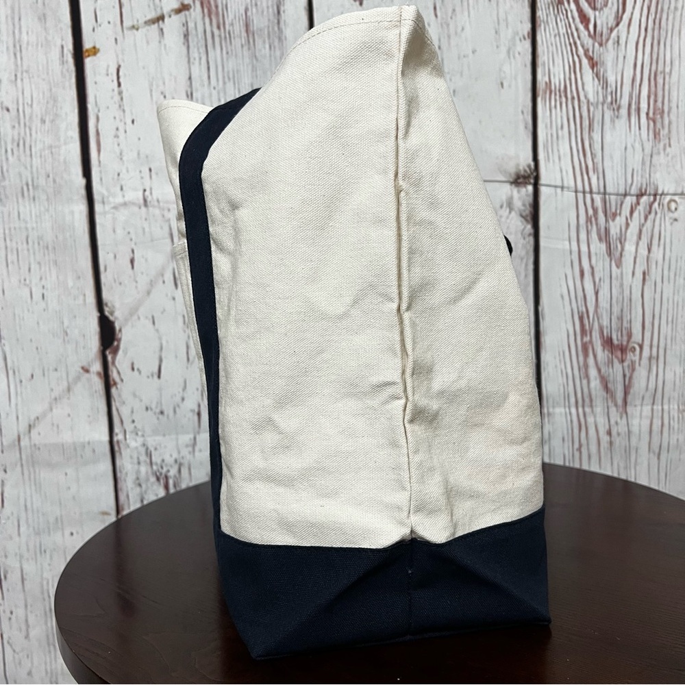 Trader Joe's Canvas Tote Bag in Dark Navy Blue Collectible item Large 15x14x7 - Picture 8 of 13